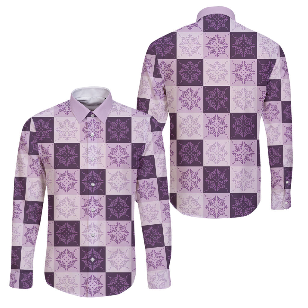 Lavender Manta Ray Hawaiian Quilt Motif Family Matching Summer Maxi Dress and Hawaiian Shirt