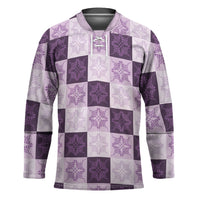 Lavender Manta Ray Hawaiian Quilt Motif Hockey Jersey