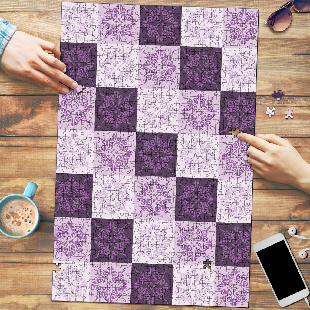 Lavender Manta Ray Hawaiian Quilt Motif Puzzle LT05 Purple - Polynesian Pride