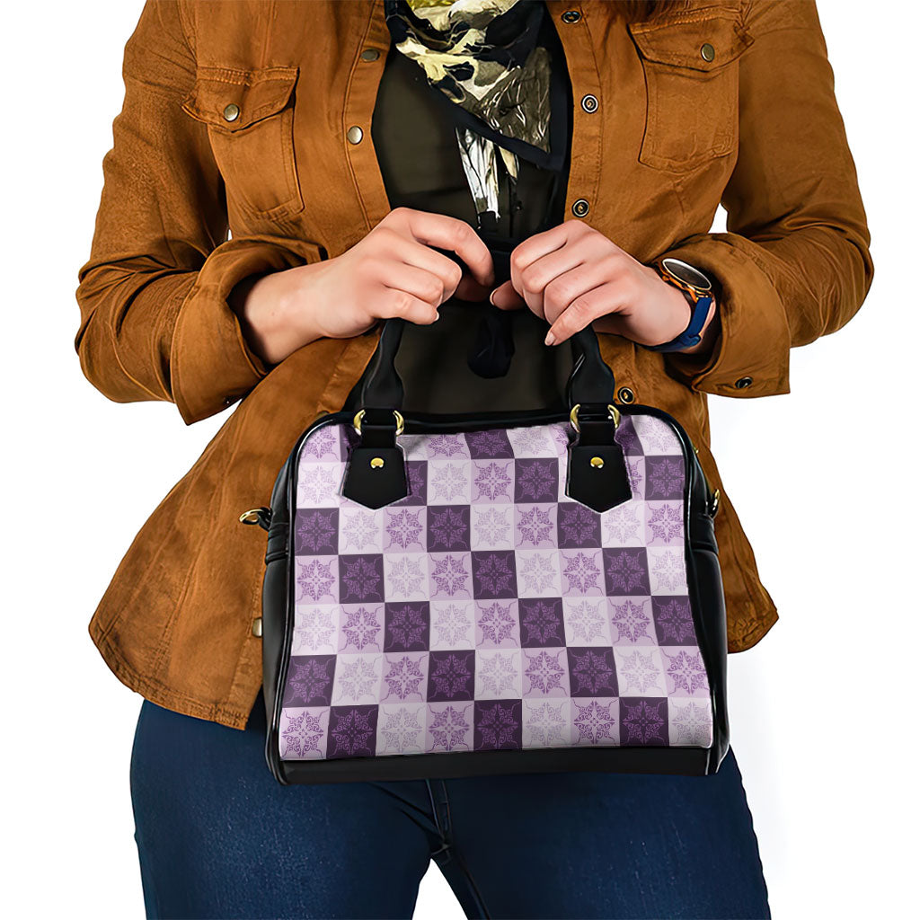 Lavender Manta Ray Hawaiian Quilt Motif Shoulder Handbag