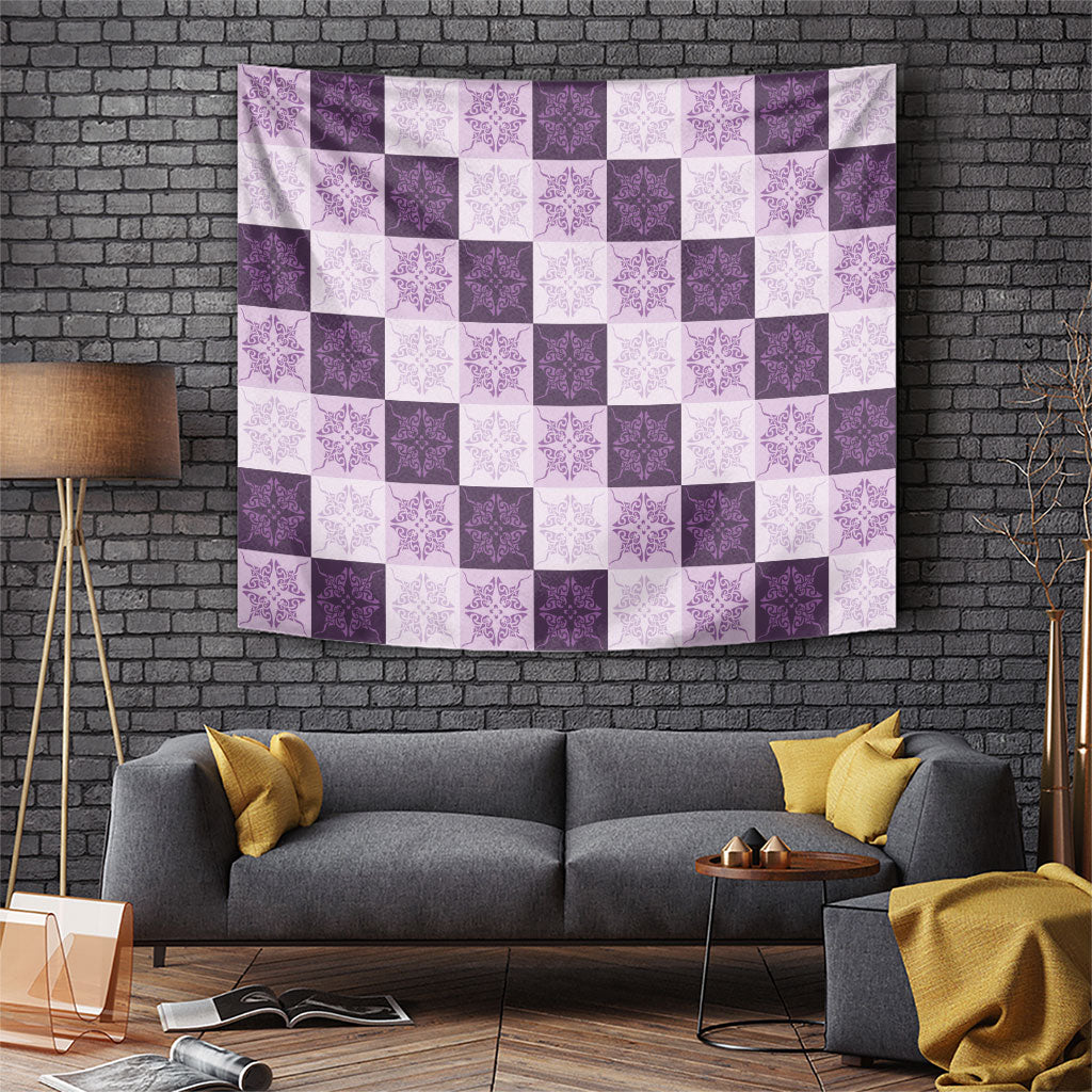 Lavender Manta Ray Hawaiian Quilt Motif Tapestry LT05 Purple - Polynesian Pride