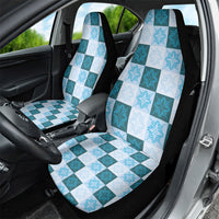 Cyan Manta Ray Hawaiian Quilt Motif Car Seat Cover
