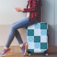 Cyan Manta Ray Hawaiian Quilt Motif Luggage Cover
