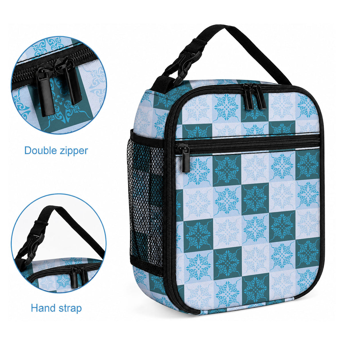 Cyan Manta Ray Hawaiian Quilt Motif Lunch Bag LT05 - Polynesian Pride