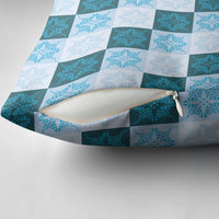 Cyan Manta Ray Hawaiian Quilt Motif Pillow Cover