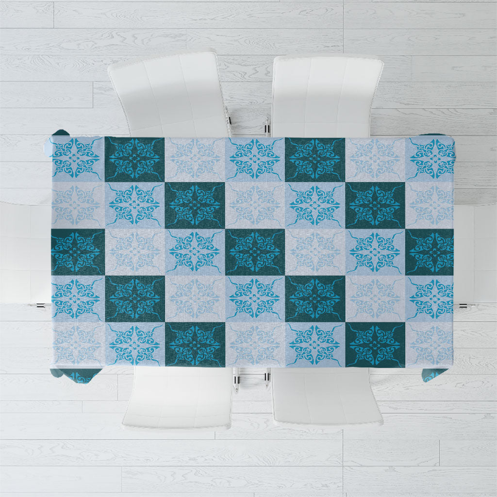 Cyan Manta Ray Hawaiian Quilt Motif Tablecloth LT05 Blue - Polynesian Pride