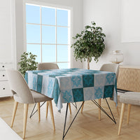 Cyan Manta Ray Hawaiian Quilt Motif Tablecloth