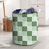 Sage Green Manta Ray Hawaiian Quilt Motif Laundry Basket
