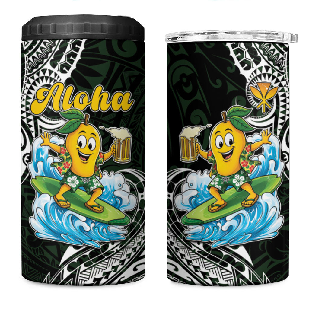 Aloha Hawaii Mango Surfing 4 in 1 Can Cooler Tumbler Polynesian Style