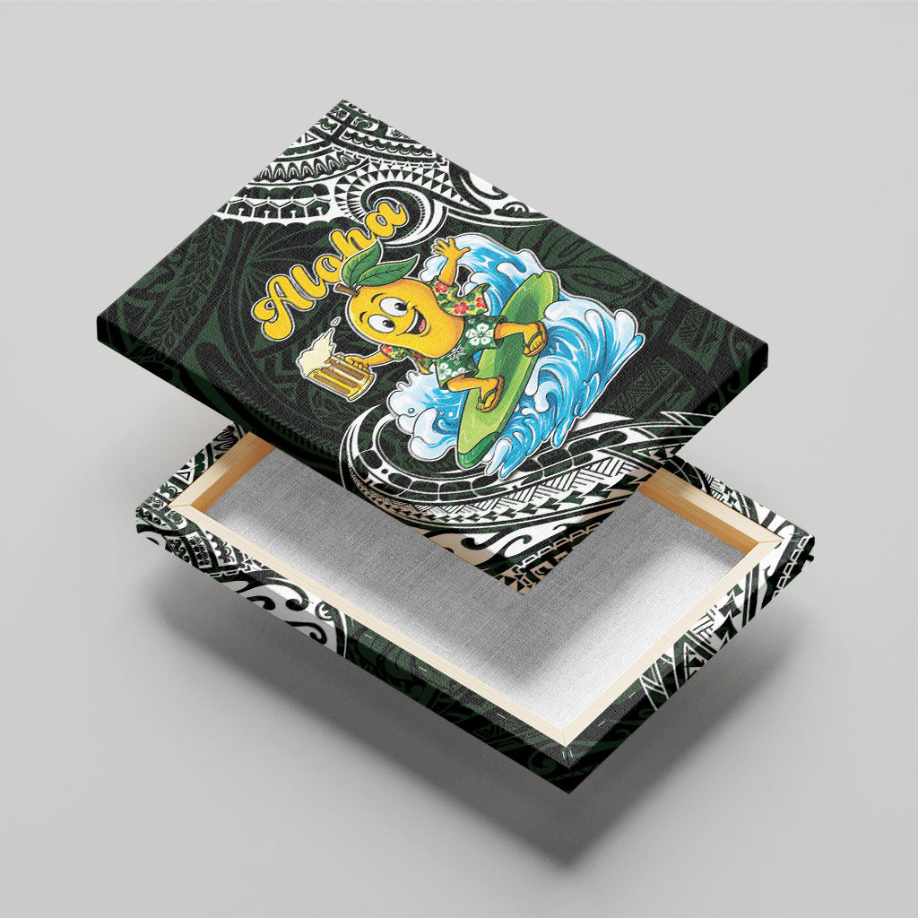 Aloha Hawaii Mango Surfing Canvas Wall Art Polynesian Style