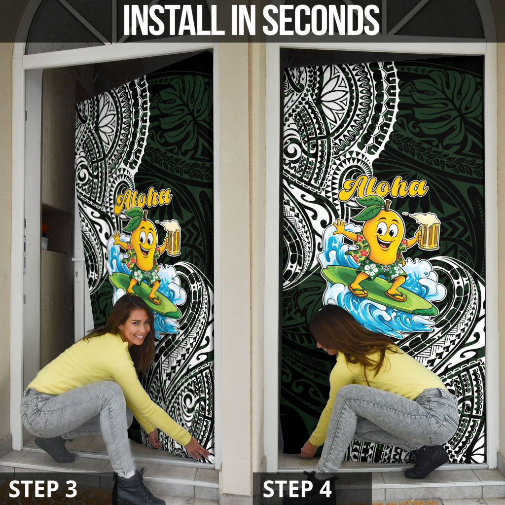 Aloha Hawaii Mango Surfing Door Cover Polynesian Style