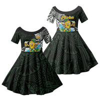 Aloha Hawaii Mango Surfing Family Matching Mermaid Dress and Hawaiian Shirt Polynesian Style