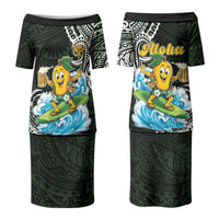 Aloha Hawaii Mango Surfing Family Matching Puletasi and Hawaiian Shirt Polynesian Style