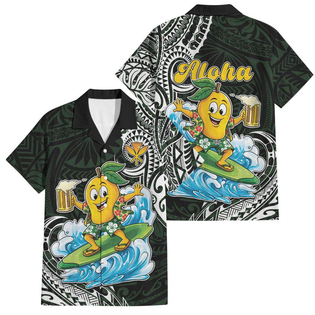 Aloha Hawaii Mango Surfing Family Matching Summer Maxi Dress and Hawaiian Shirt Polynesian Style