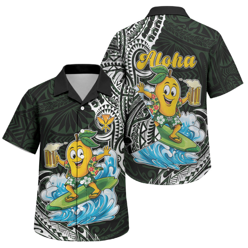 Aloha Hawaii Mango Surfing Family Matching Summer Maxi Dress and Hawaiian Shirt Polynesian Style