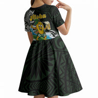 Aloha Hawaii Mango Surfing Kid Short Sleeve Dress Polynesian Style