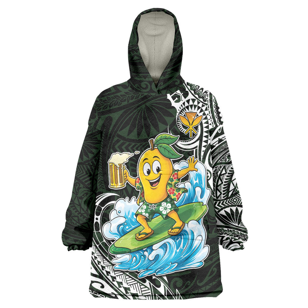 Aloha Hawaii Mango Surfing Wearable Blanket Hoodie Polynesian Style