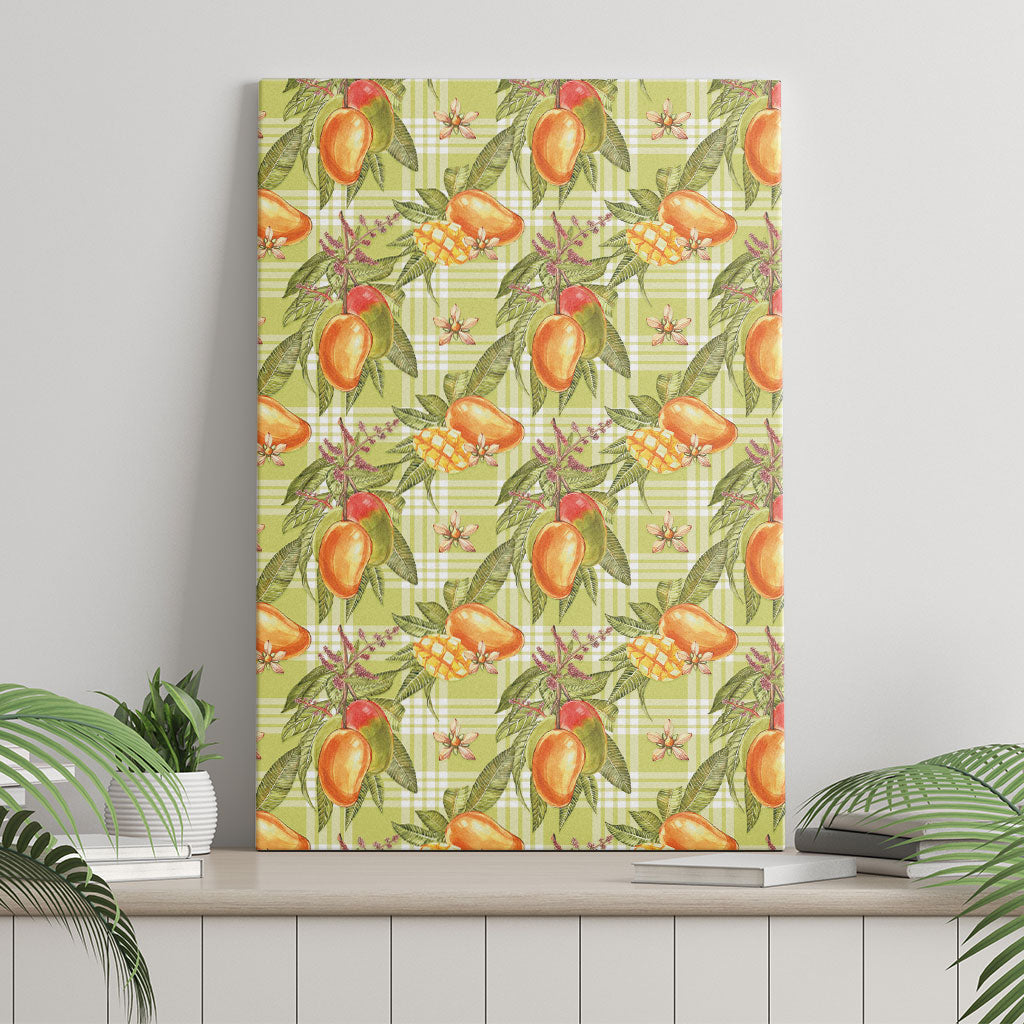 Vintage Hawaii Mango Canvas Wall Art Yellow Green Hawaiian Palaka