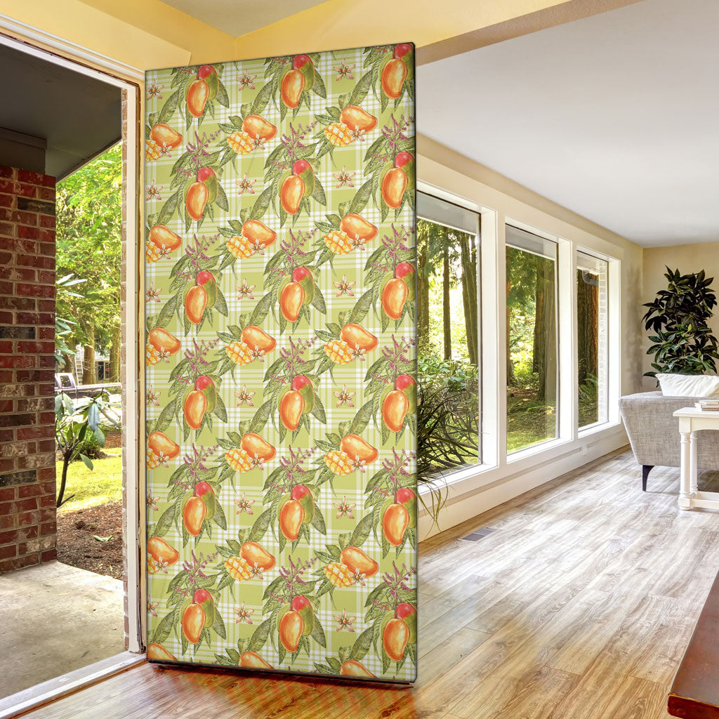 Vintage Hawaii Mango Door Cover Yellow Green Hawaiian Palaka