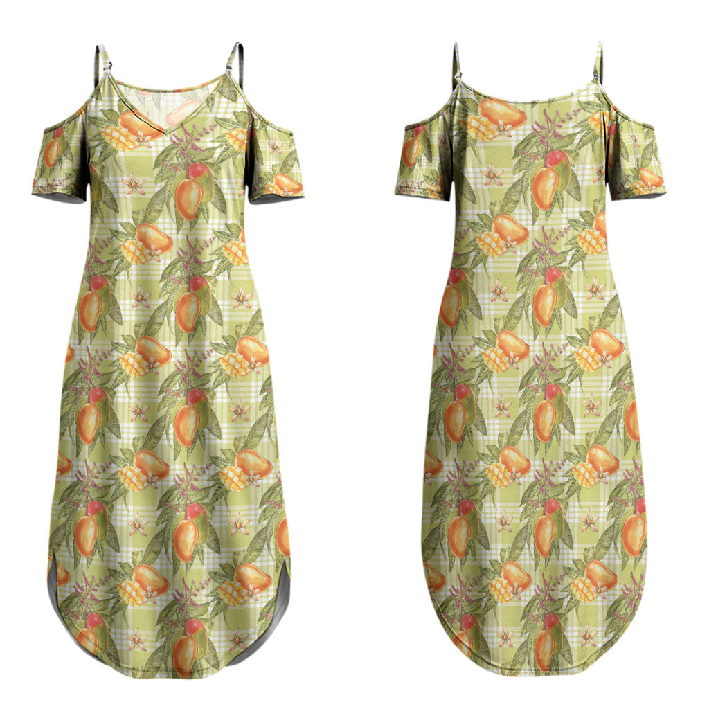 Vintage Hawaii Mango Family Matching Summer Maxi Dress and Hawaiian Shirt Yellow Green Hawaiian Palaka