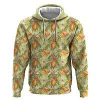Vintage Hawaii Mango Hoodie Yellow Green Hawaiian Palaka