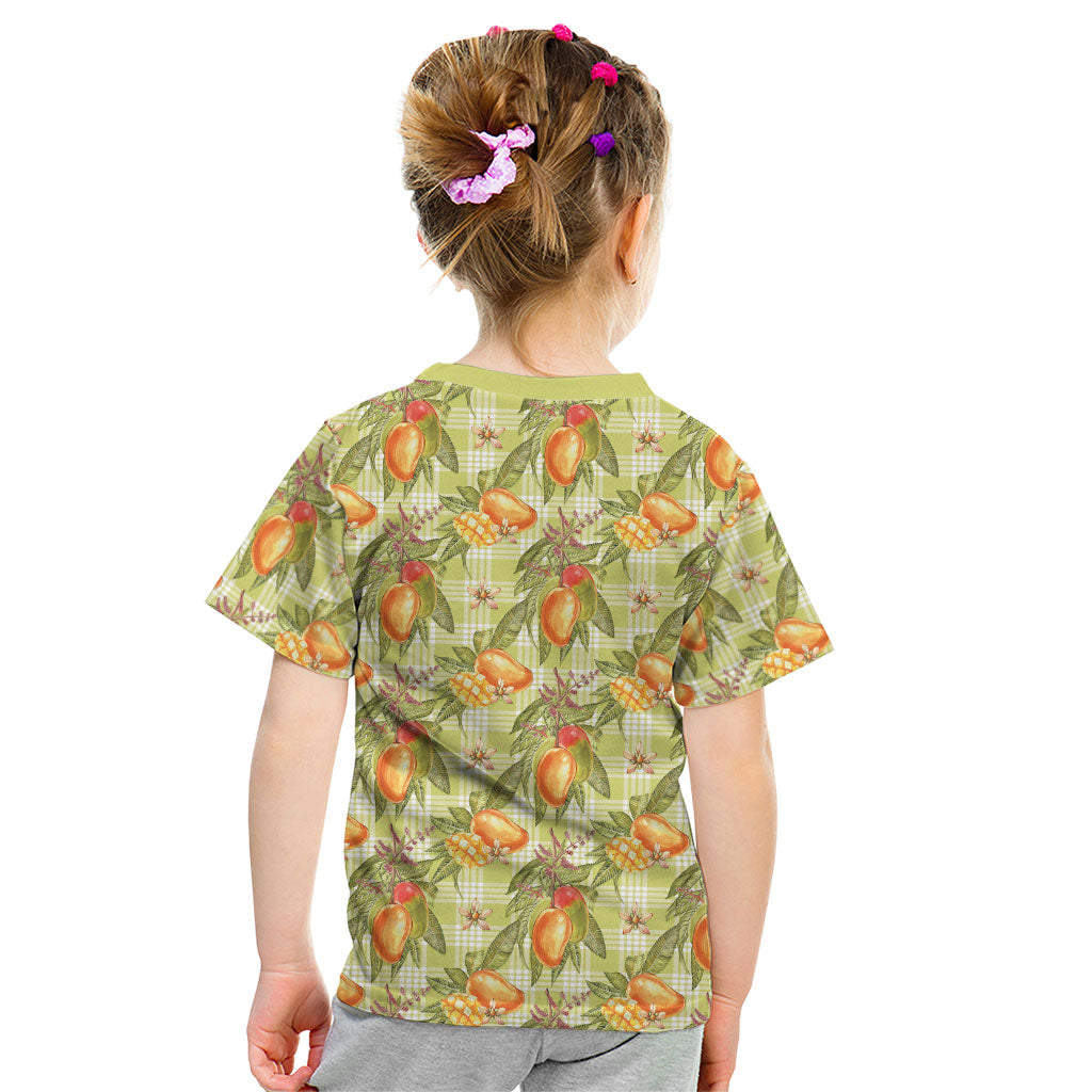 Vintage Hawaii Mango Kid T Shirt Yellow Green Hawaiian Palaka