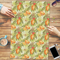 Vintage Hawaii Mango Puzzle Yellow Green Hawaiian Palaka