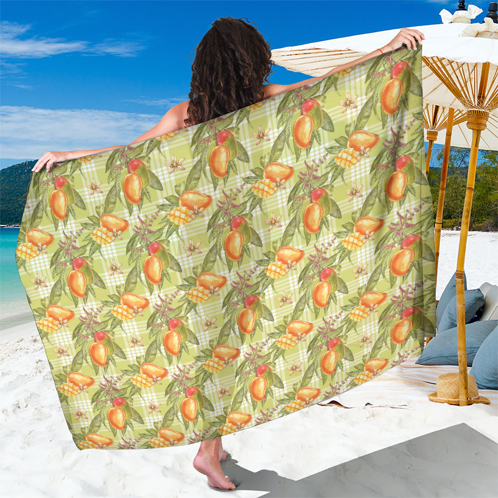 Vintage Hawaii Mango Sarong Yellow Green Hawaiian Palaka