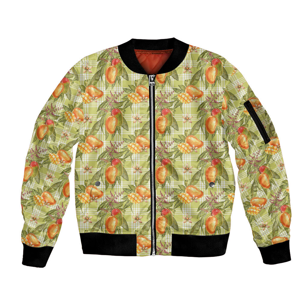 Vintage Hawaii Mango Sleeve Zip Bomber Jacket Yellow Green Hawaiian Palaka