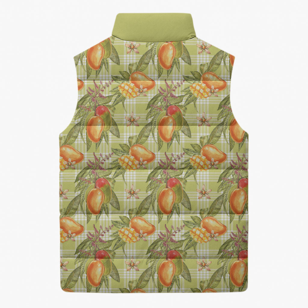 Vintage Hawaii Mango Sleeveless Puffer Jacket Yellow Green Hawaiian Palaka