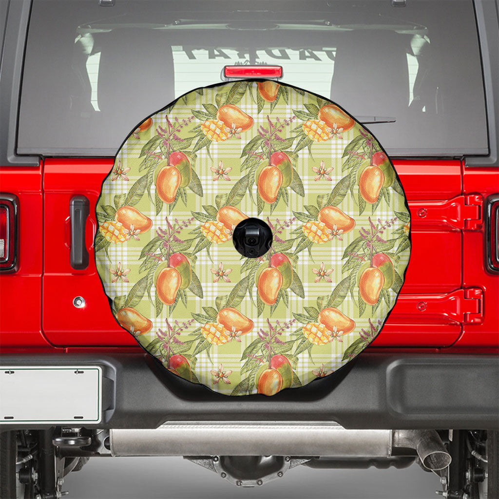 Vintage Hawaii Mango Spare Tire Cover Yellow Green Hawaiian Palaka