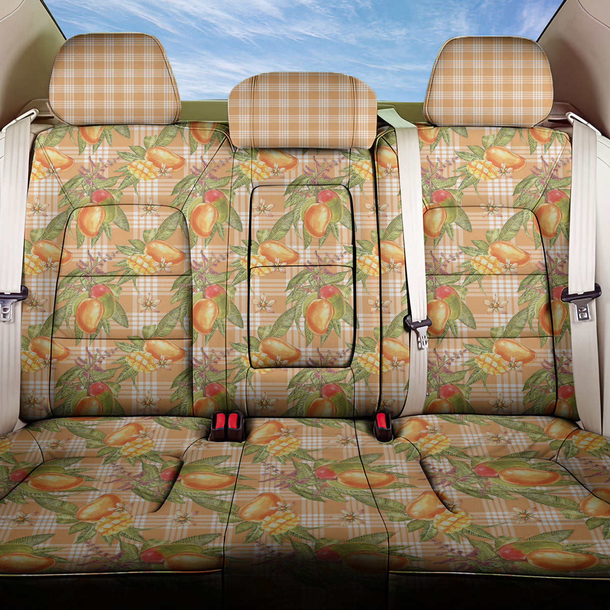 Vintage Hawaii Mango Back Car Seat Cover Coral Hawaiian Palaka