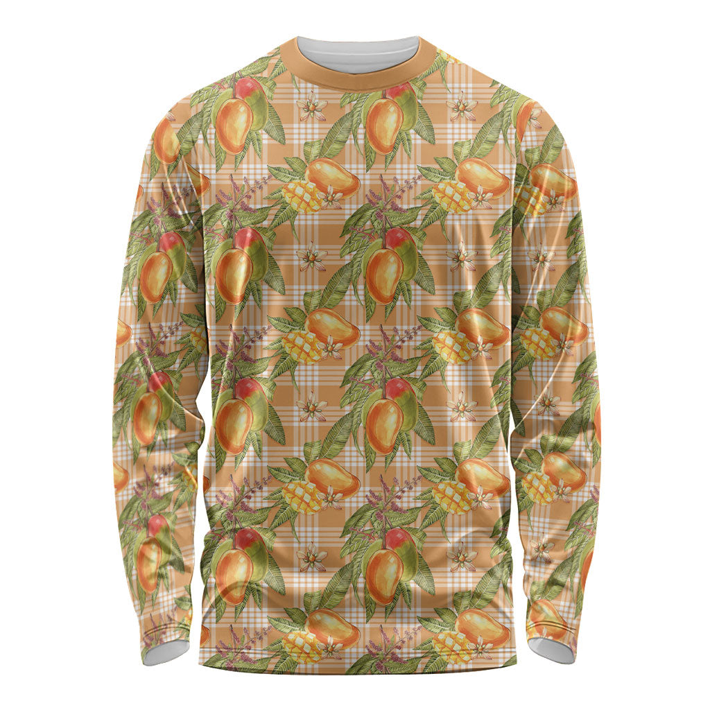 Vintage Hawaii Mango Long Sleeve Shirt Coral Hawaiian Palaka LT05 Unisex Orange - Polynesian Pride