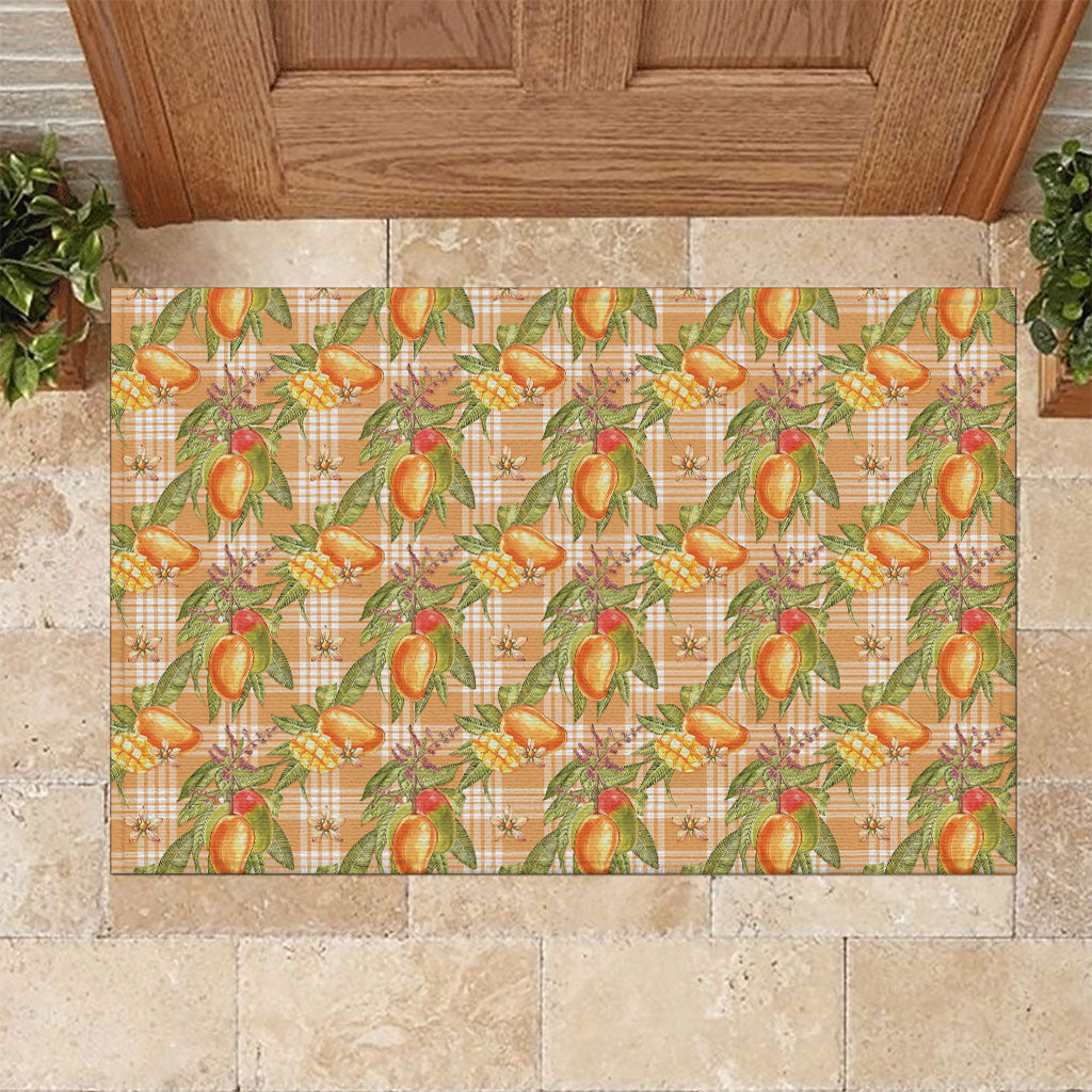 Vintage Hawaii Mango Rubber Doormat Coral Hawaiian Palaka