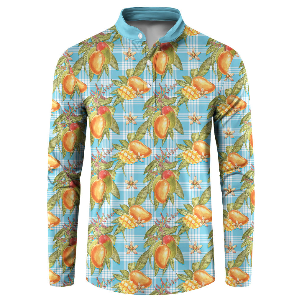 Vintage Hawaii Mango Button Sweatshirt Blue Hawaiian Palaka