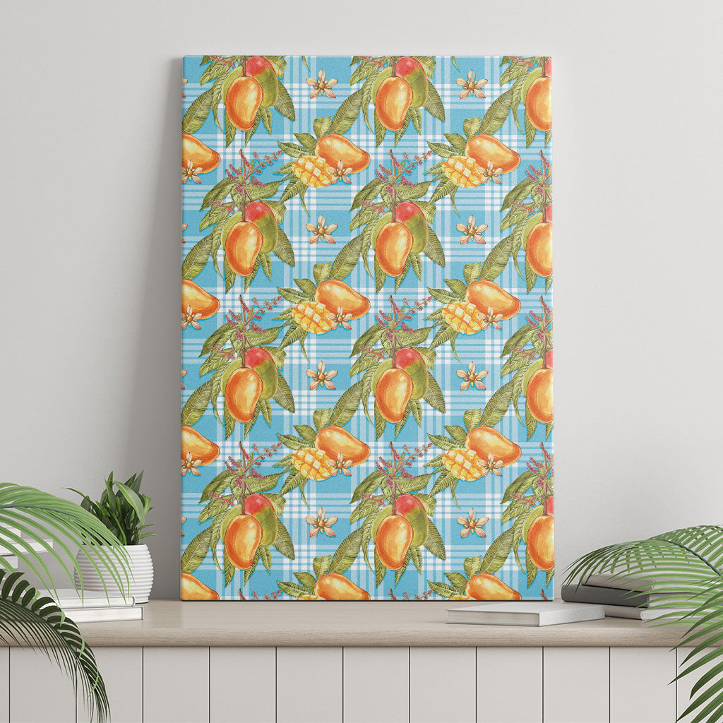 Vintage Hawaii Mango Canvas Wall Art Blue Hawaiian Palaka