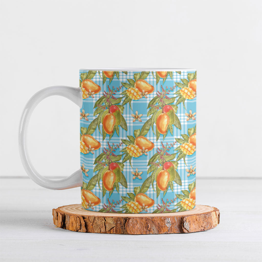 Vintage Hawaii Mango Ceramic Mug Blue Hawaiian Palaka LT05 Blue - Polynesian Pride