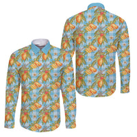 Vintage Hawaii Mango Family Matching Puletasi and Hawaiian Shirt Blue Hawaiian Palaka