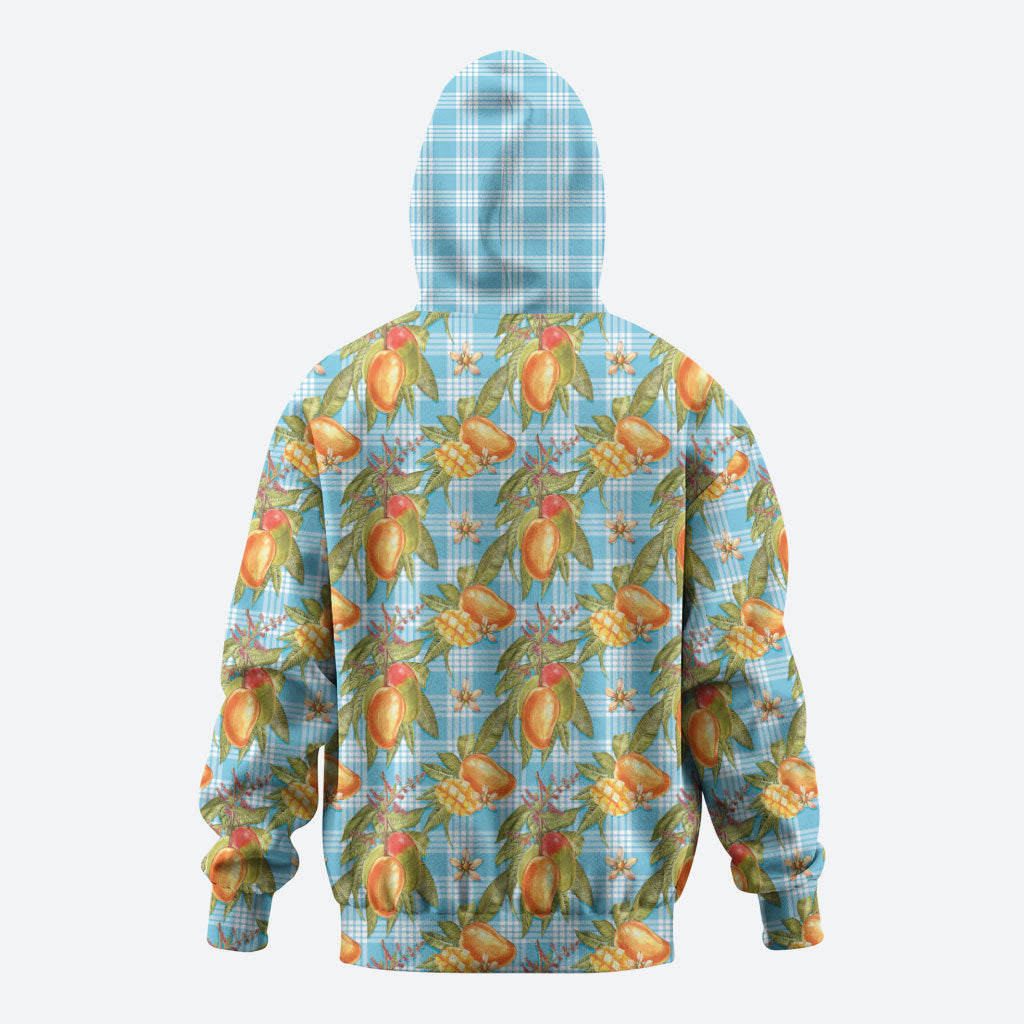 Vintage Hawaii Mango Hoodie Blue Hawaiian Palaka
