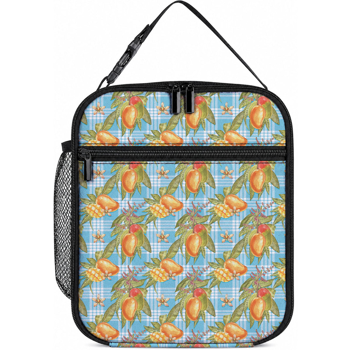 Vintage Hawaii Mango Lunch Bag Blue Hawaiian Palaka LT05 10.2 × 8.3 × 4.3 inch Blue - Polynesian Pride