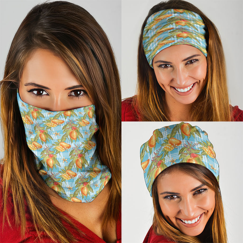 Vintage Hawaii Mango Neck Gaiter Blue Hawaiian Palaka