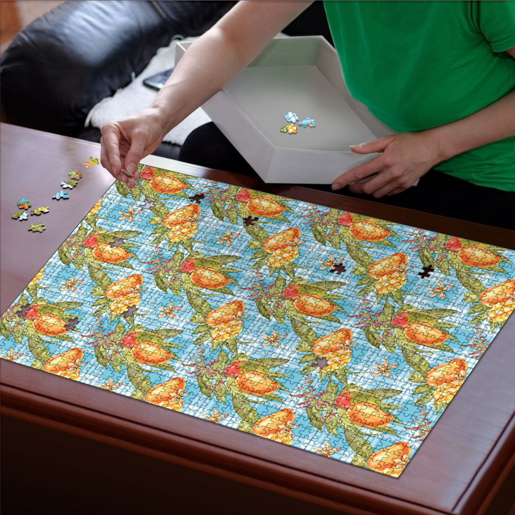Vintage Hawaii Mango Puzzle Blue Hawaiian Palaka