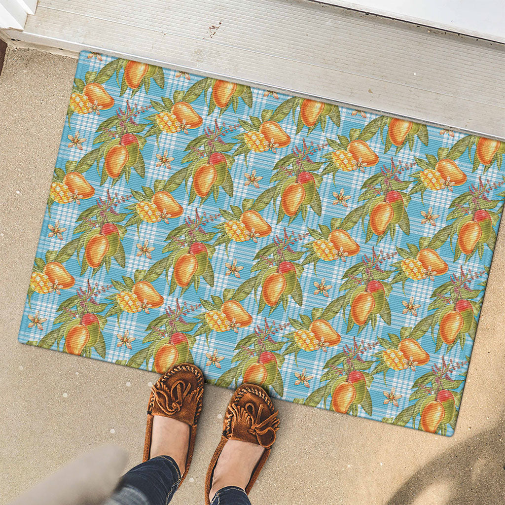 Vintage Hawaii Mango Rubber Doormat Blue Hawaiian Palaka