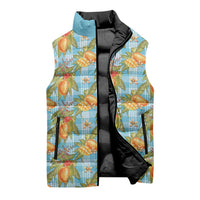 Vintage Hawaii Mango Sleeveless Puffer Jacket Blue Hawaiian Palaka