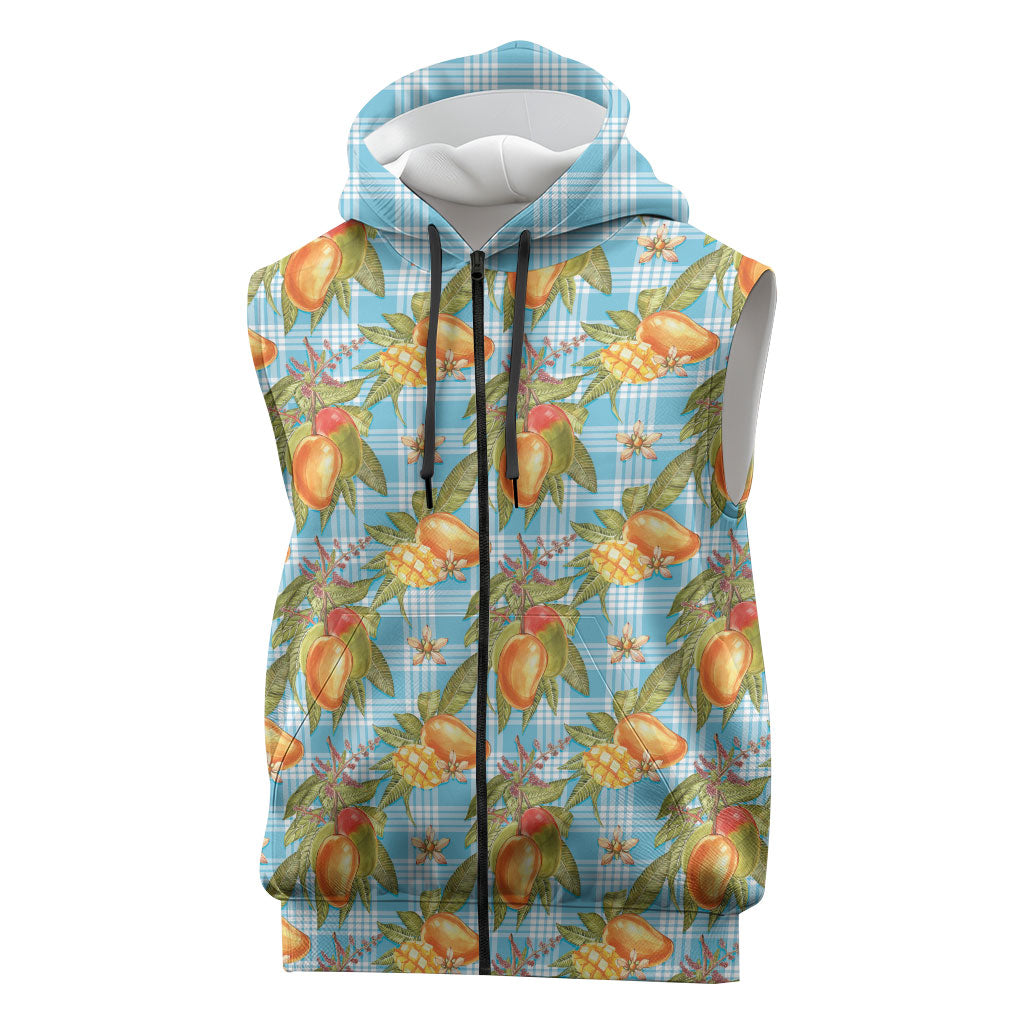 Vintage Hawaii Mango Sleeveless Zip Hoodie Blue Hawaiian Palaka