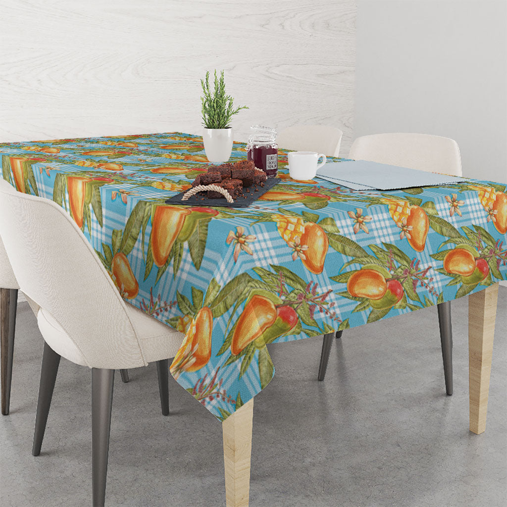 Vintage Hawaii Mango Tablecloth Blue Hawaiian Palaka