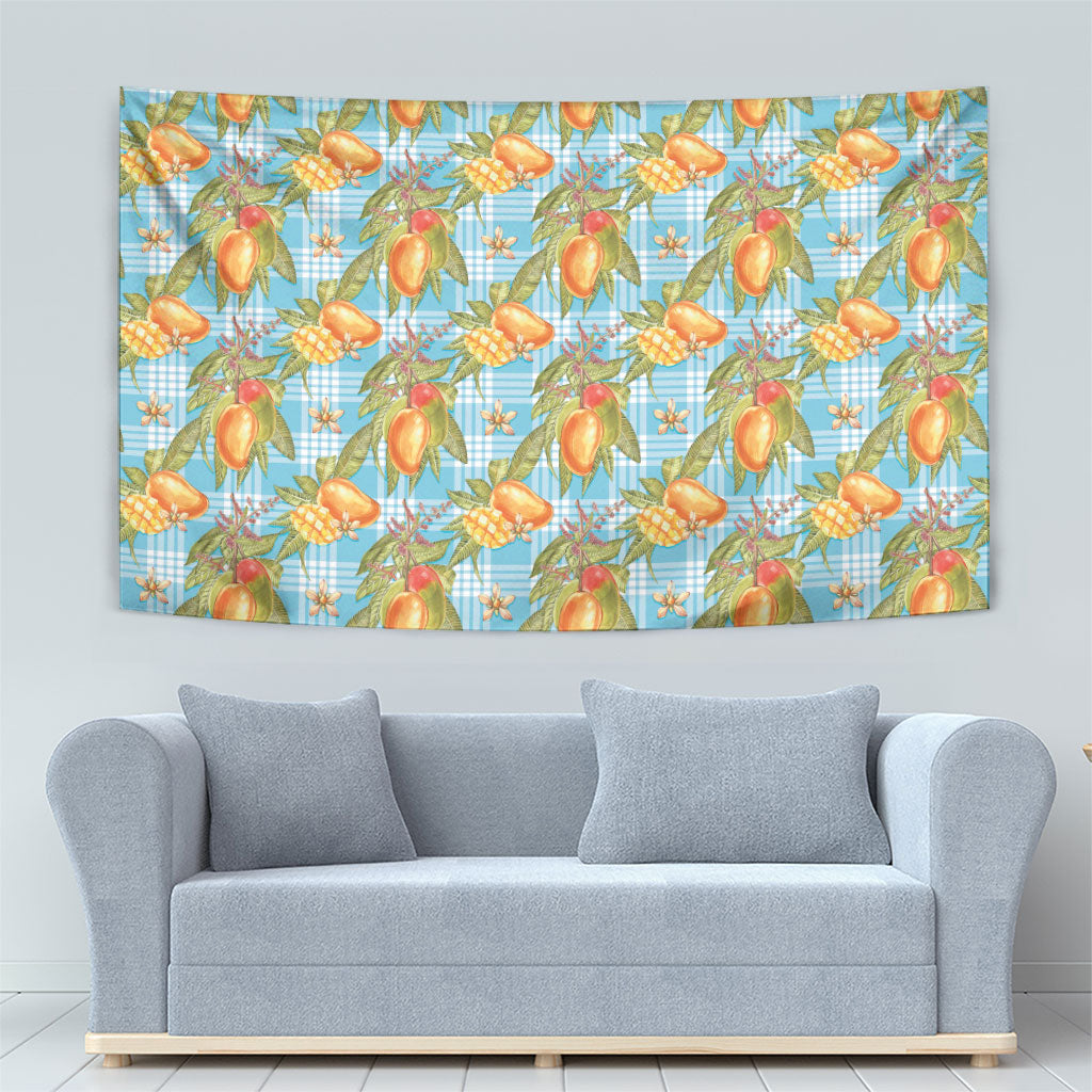 Vintage Hawaii Mango Tapestry Blue Hawaiian Palaka