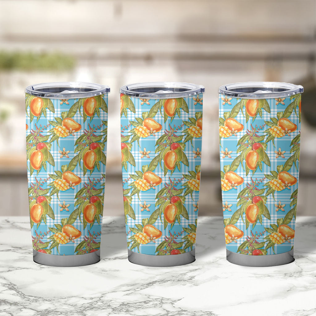 Vintage Hawaii Mango Tumbler Cup Blue Hawaiian Palaka