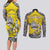 Personalised Happy Niue Constitution Day Couples Matching Long Sleeve Bodycon Dress and Long Sleeve Button Shirt Niuean Crab Hiapo Pattern Yellow Version