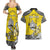 Personalised Happy Niue Constitution Day Couples Matching Summer Maxi Dress and Hawaiian Shirt Niuean Crab Hiapo Pattern Yellow Version